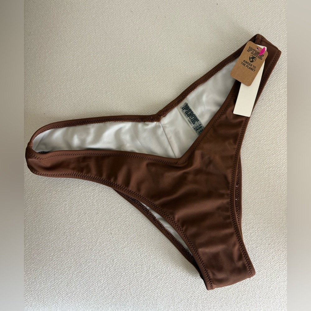 NWT PINK by Victoria’s Secret Itsy Cheeky Brown Bikini Bottom